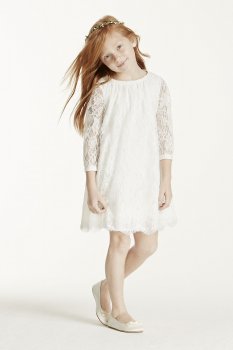 Short Lace Dress with Illusion Sleeves Style LK1355
