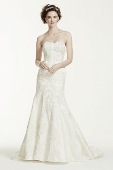 Extra Length Satin Trumpet Wedding Dress with Lace Style 4XLCWG594