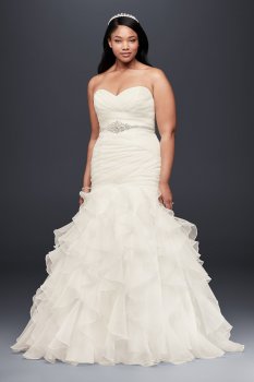 Plus Size 9WG3832 Style Floor Length Ruffled Organza Mermaid Bridal Dress