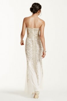 Strapless Linear Sequin Beaded Dress Style JC1037