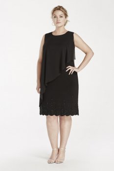 Asymmetrical Overlay Dress with Caviar Beading Style XS7185W
