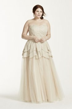 Strapless Metallic Lace Tulip Ball Gown Style 280091W