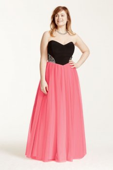 Strapless Sequin Side Cutout Ball Gown Style 55006W
