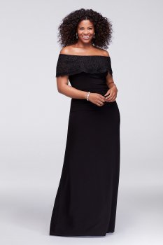 Plus Sizse Glitter Lace Sexy Off-The-Shoulder Party Dress Style 150XW