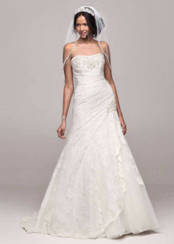 Modern Long Petite 7NTYP3344 All Over Lace Side Split Wedding Dress