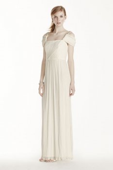 Beaded Drop Shoulder Pleated Long Jersey Dress Style 264861D