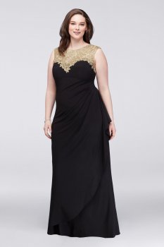 Plus Size Long 4351329 Style Corded Lace Ruching Party Gowns By Alex Evenings