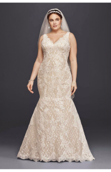 8CWG747 Pattern Lace Appliqued Long Trumpet Wedding Dresses Plus Size