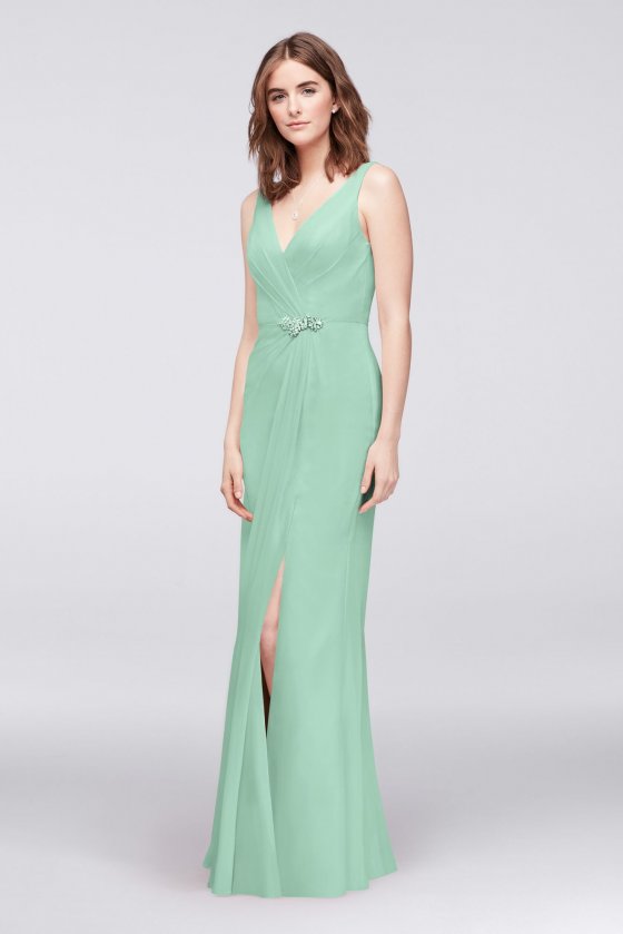 Faux-Wrap JP2917172 Style Tank V-neck Long Chiffon Dress