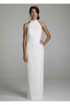 Lace Halter Gown with Sweep Train Style OP003