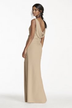 Crepe Sheath Dress with Side Slit and Cowl Back Style W10628