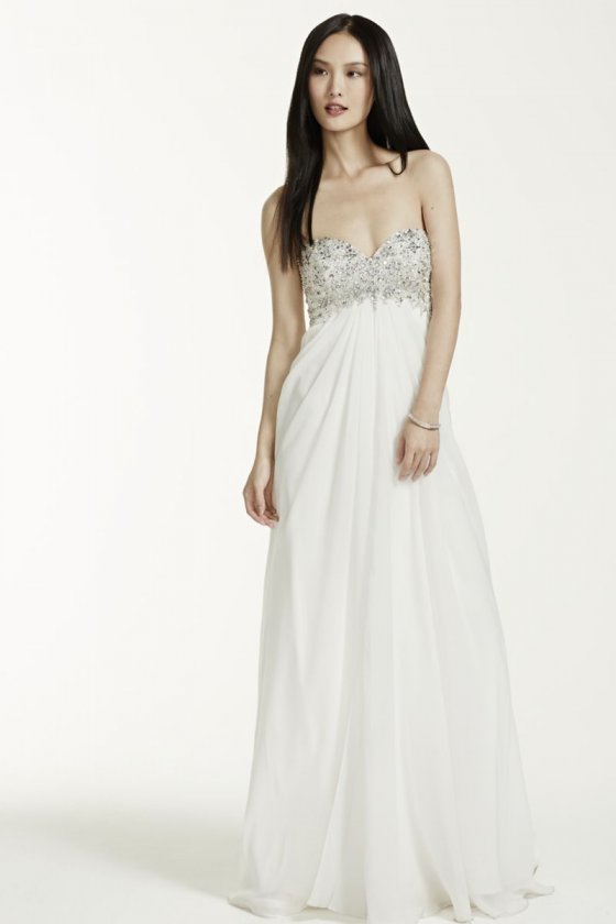 Long Chiffon Gown with Beaded Bust Style 10232DB