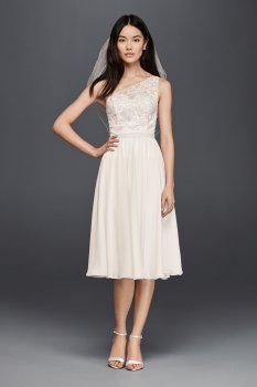 Elegant One Shoulder Knee Length SDWG0427 Style Bridal Dress