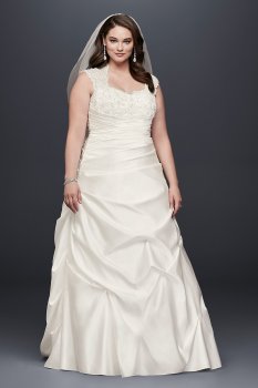 Cap Sleeved Satin Side-Draped A-Line Gown Style 9T3090