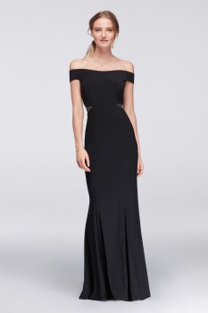 Sexy Off the Shoulder Long XS8918 Jesery Dress with Illusion Sides