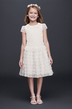 Tulle Flower Girl Dress with Tiered Ruffle Skirt OP227