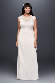 Lace Applique Illusion 184336DBW Plus Size Sheath Dress