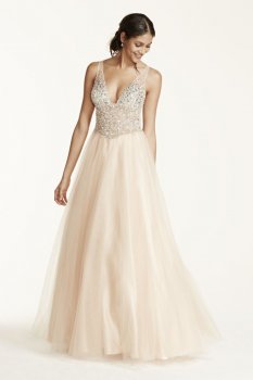 Sleeveless Fully Beaded Bodice Ball Gown Style DB07
