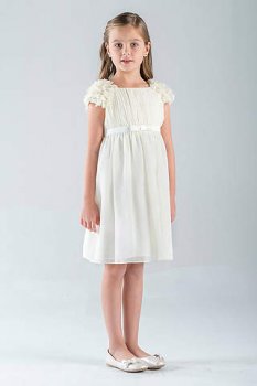Petal-Sleeve Chiffon A-Line Flower Girl Dress US Angels