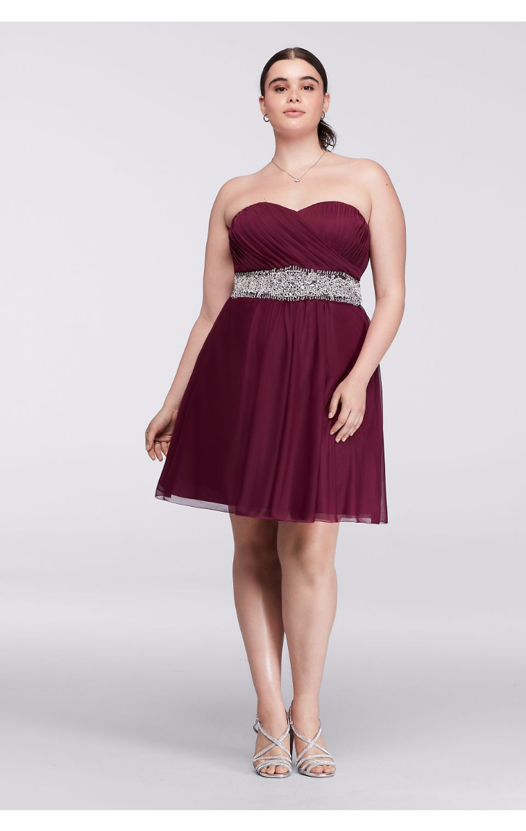 New Coming Elegant Plus Size Short Beaded Waist Homecoming Dress 2539XY8W