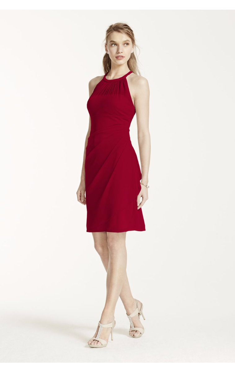 Halter 2XLF15612 Style Short Mesh Dress with Extra Length