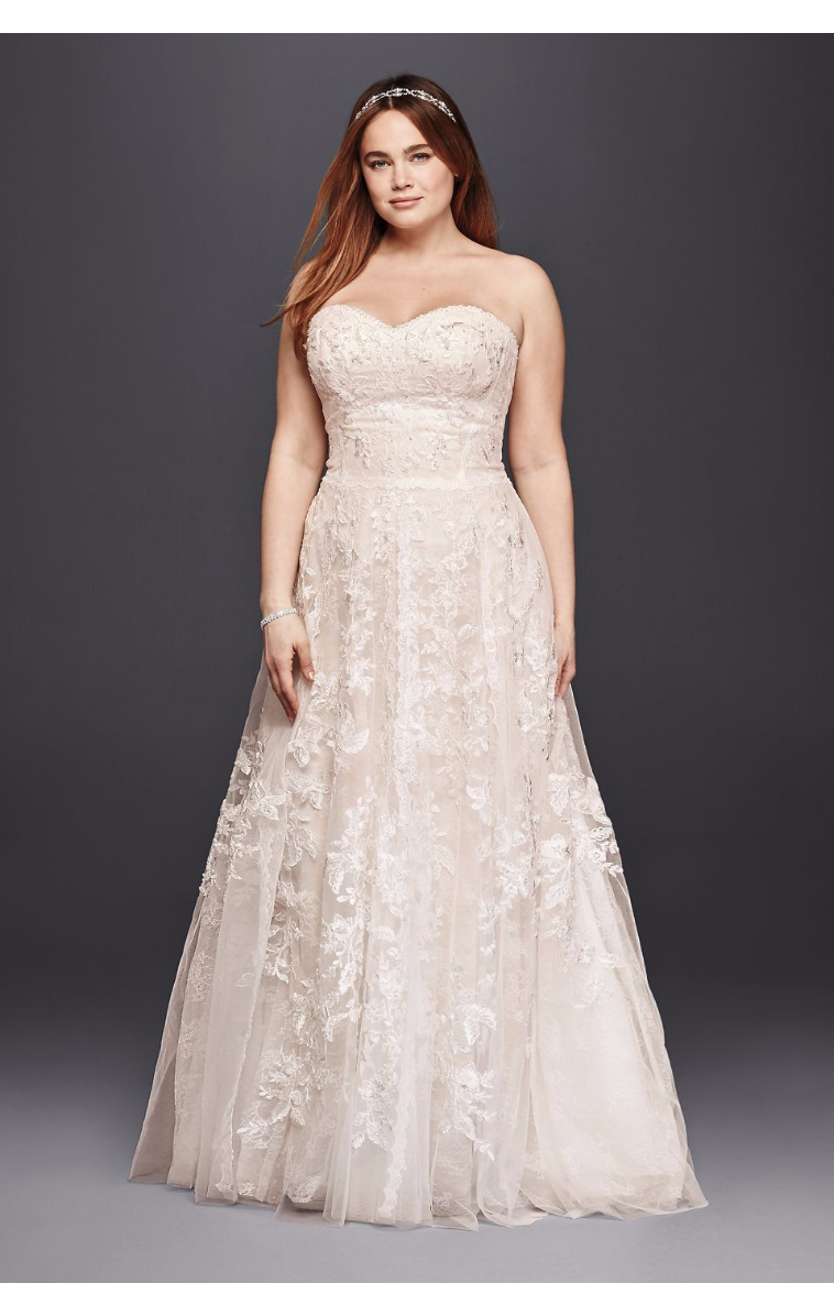 Plus Size Floor Length Strapless Sweetheart Neckline Sheath Bridal Gown 4XL8MS251174