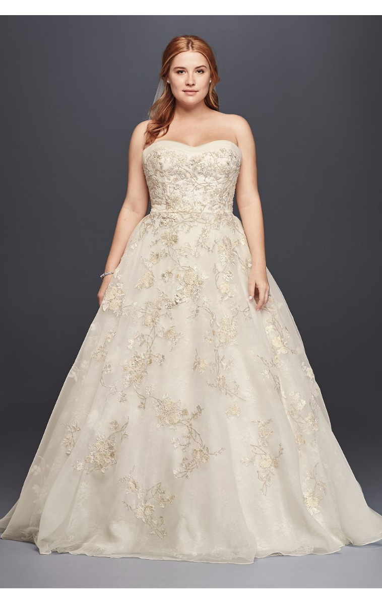 Extra Length Organza Wedding Dress with Beading Style 4XLCWG700