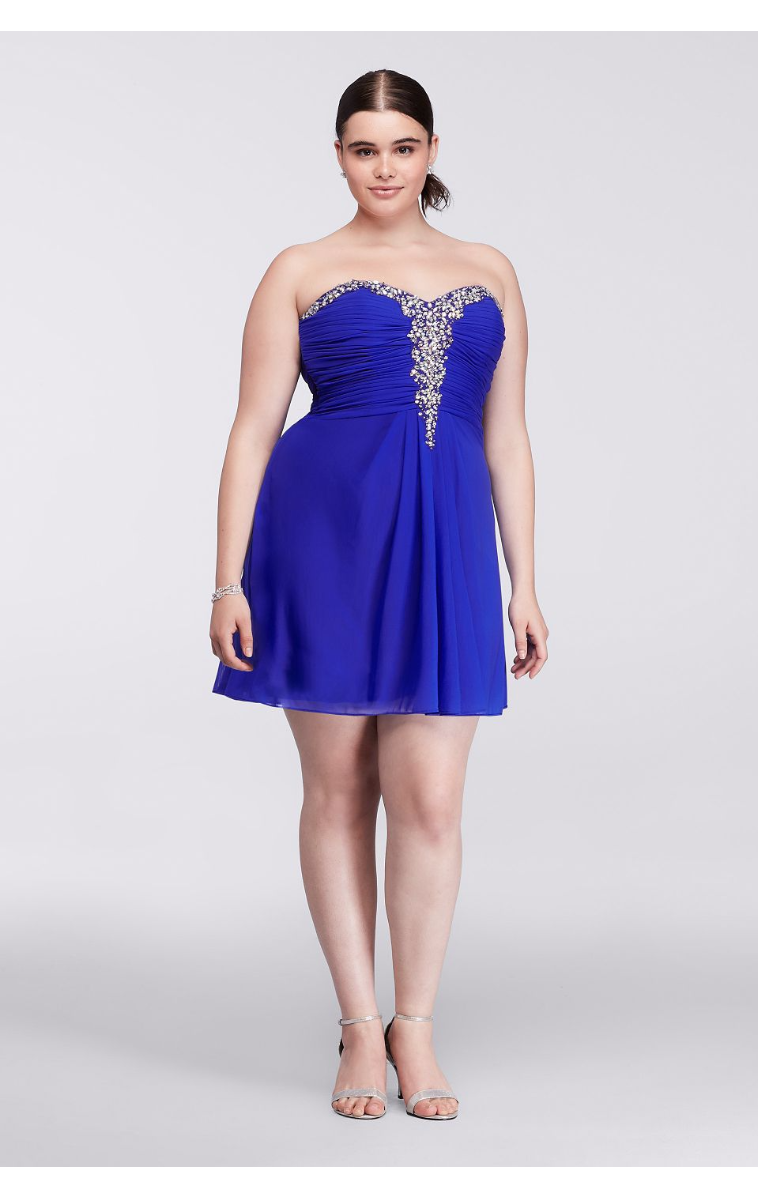 New Short Beads Embellished Bodice Sweetheart Neckline Dress Plus Size 55516W