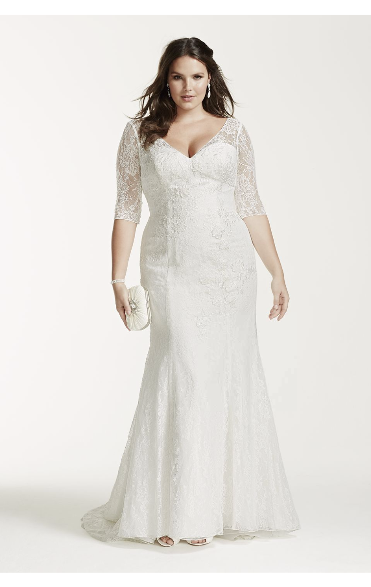 3/4 Sleeve All Over Lace Trumpet Gown Style 9WG3684