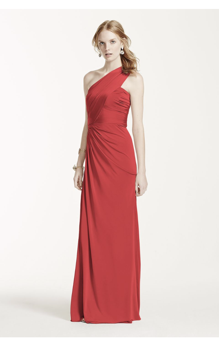 Long One Shoulder Jersey Gown Style F15969