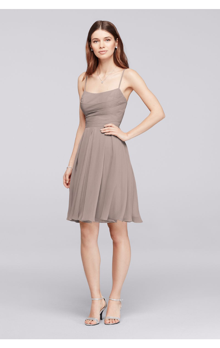 Spaghetti Straps Above Knee Chiffon Short Bridesmaid Dress F19304