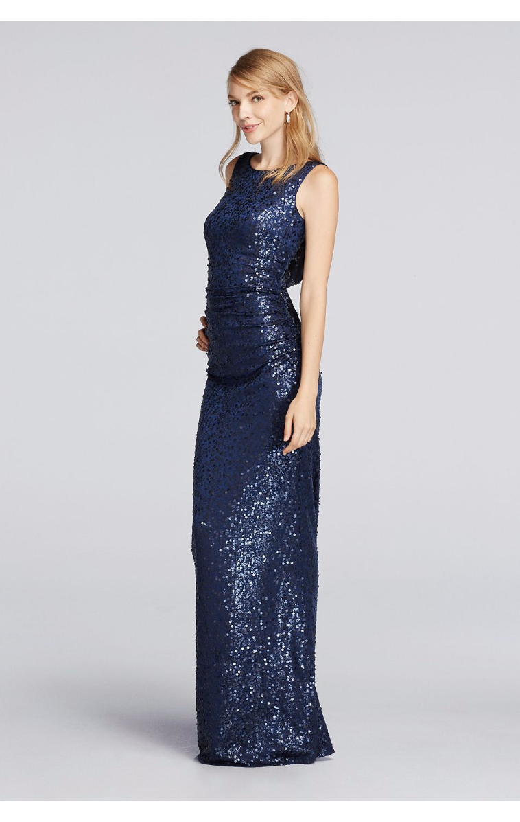 Unique Fashionable Long Sequin F19400 Style Tank Dress with Cowl Back