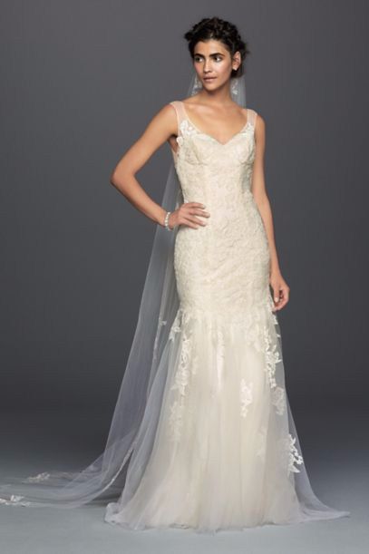 New Tank V-neck MS251150 Illusion Lace Mermaid Wedding Dress