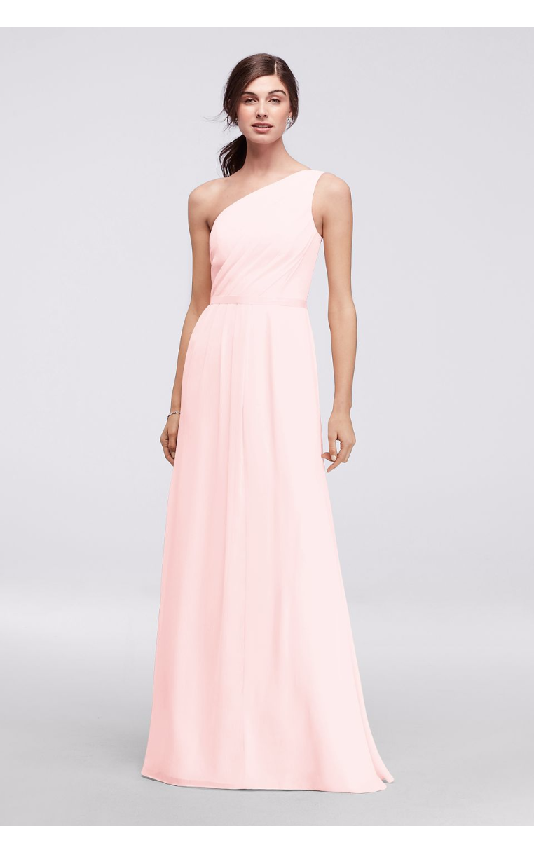 New Coming One Shoulder Side-ruched Long A-line Chiffon Bridesmaid Dress POB17003
