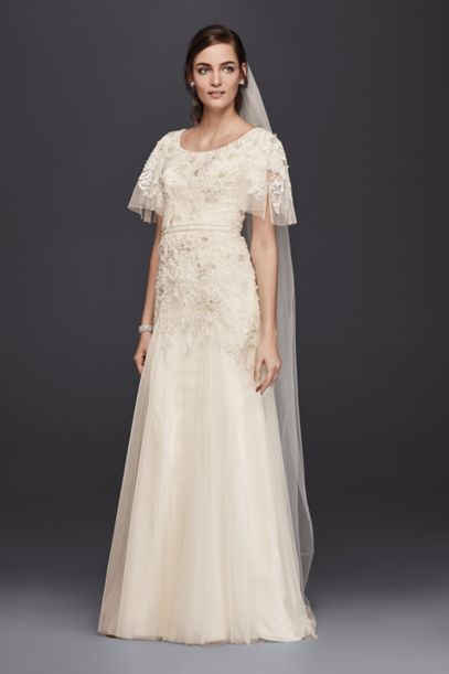 Graceful Float Down Melissa A-line Lace Wedding Gown SLMS251111