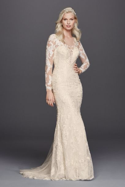 Long Sleeve Lace Mermaid V-neck Elegant Dress for Bride SWG727
