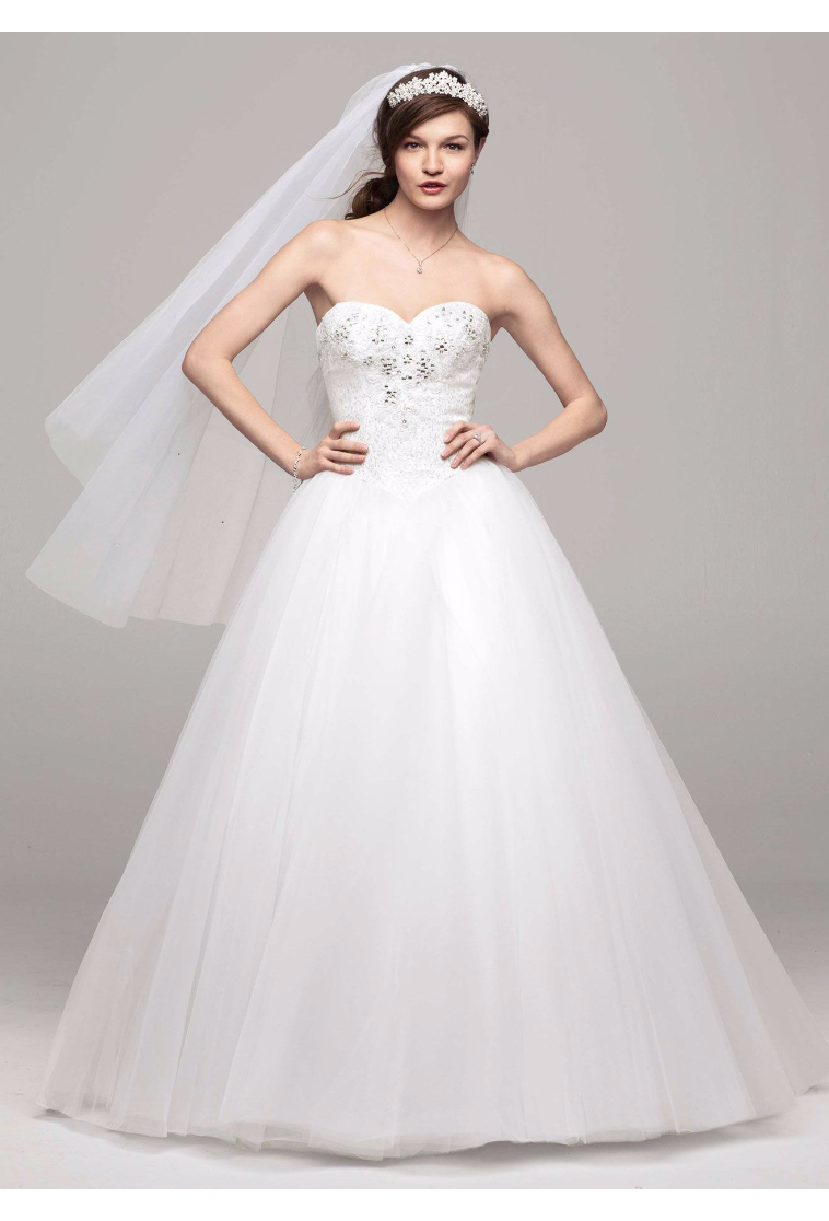 Elegant New Come Strapless A-line Tulle Bridal Dresses with Beaded Bodice