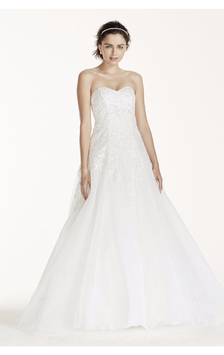 WG3751 Style Strapless Sweetheart Neckline A-line Lace and Tulle Bridal Gown
