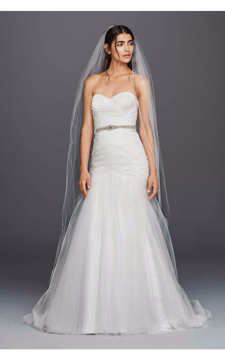 Style WG3791 Strapless Sweetheart Mermaid Tulle Wedding Dress with Beading Belt