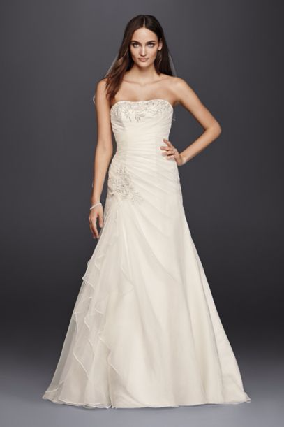 Strapless A-line Lace Up Wedding Dress with Ruffles WG3807