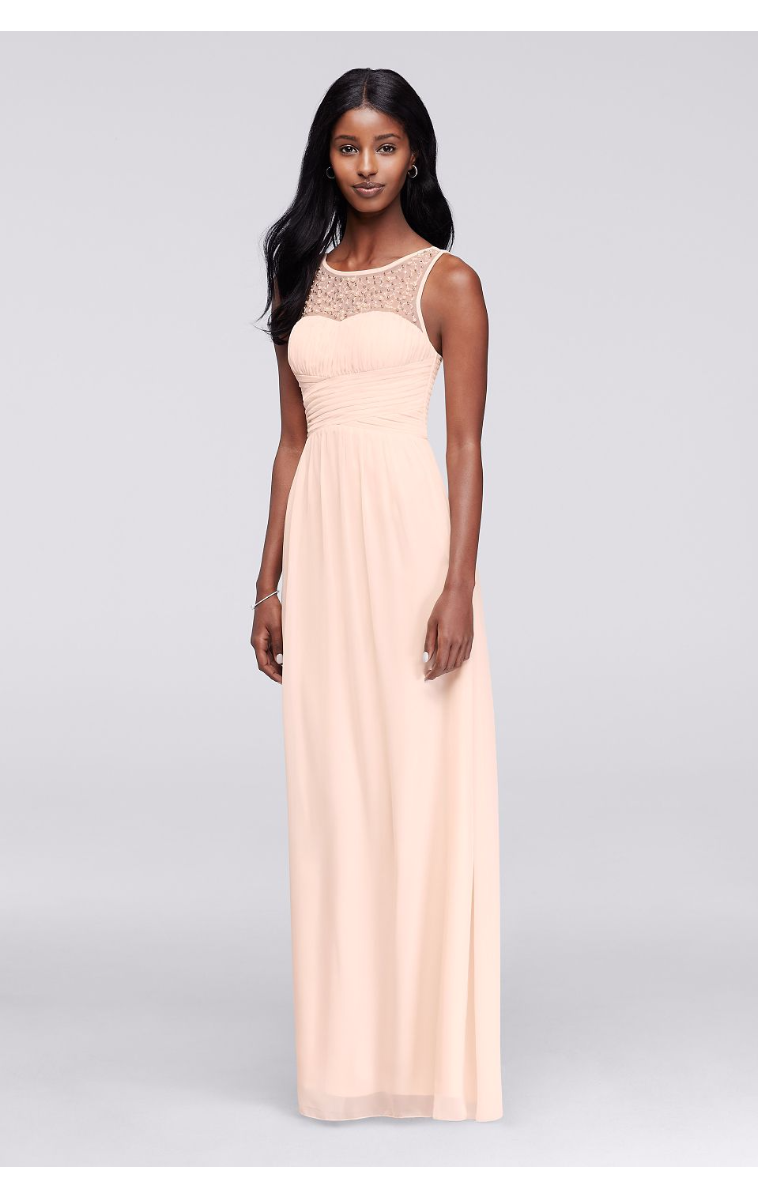Floor Length A-line Sleeveless Prom Dress with Beaded Illusion Neckline X32901CJ7