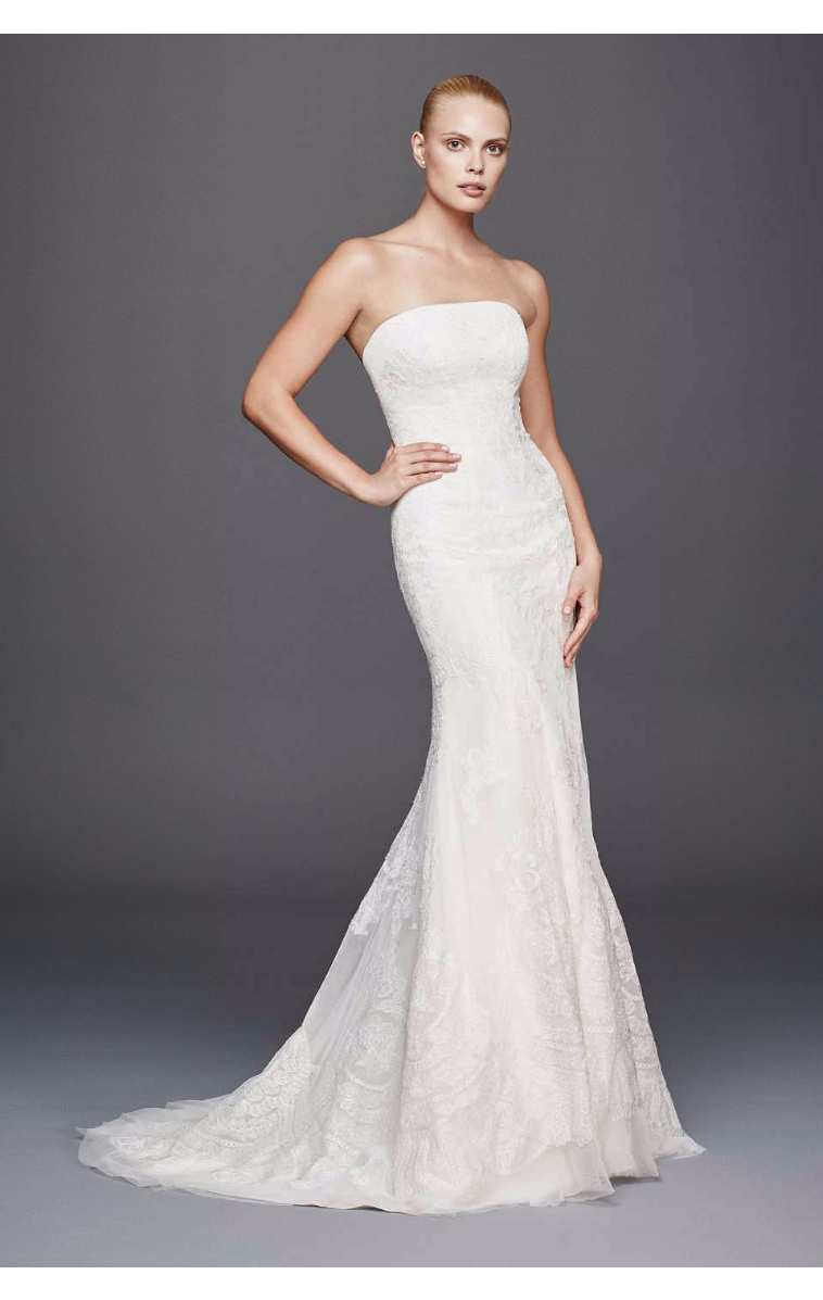 Modern New Coming Truly Zac Posen ZP341636 Pattern Strapless Lace Wedding Gown